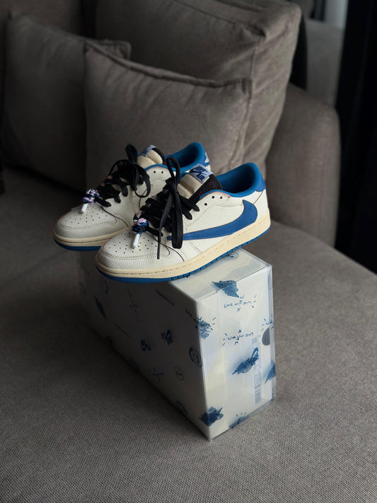 Jordan 1 Retro Low OG SP Fragment x Travis Scott Sail Military Blue