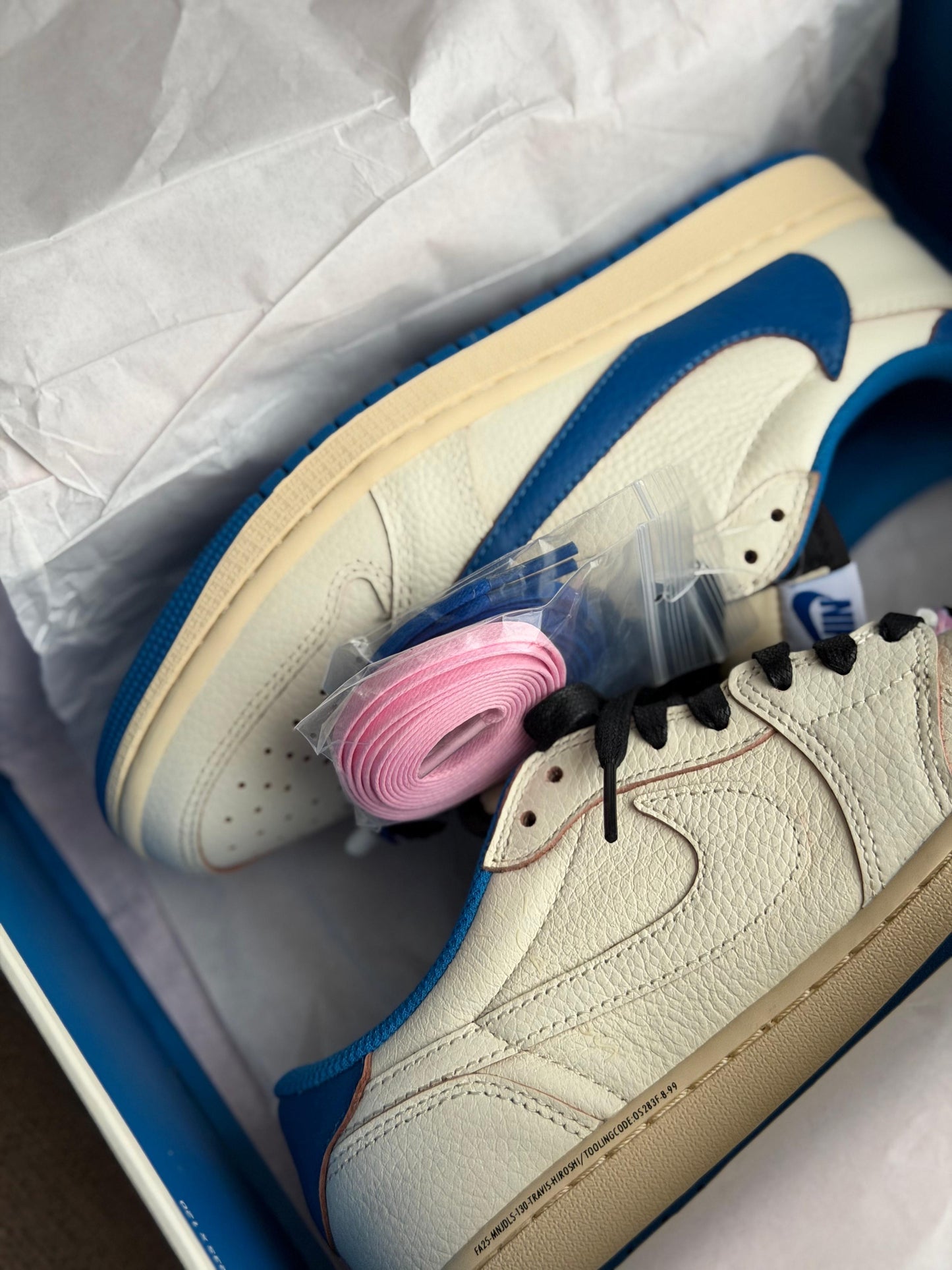 Jordan 1 Retro Low OG SP Fragment x Travis Scott Sail Military Blue